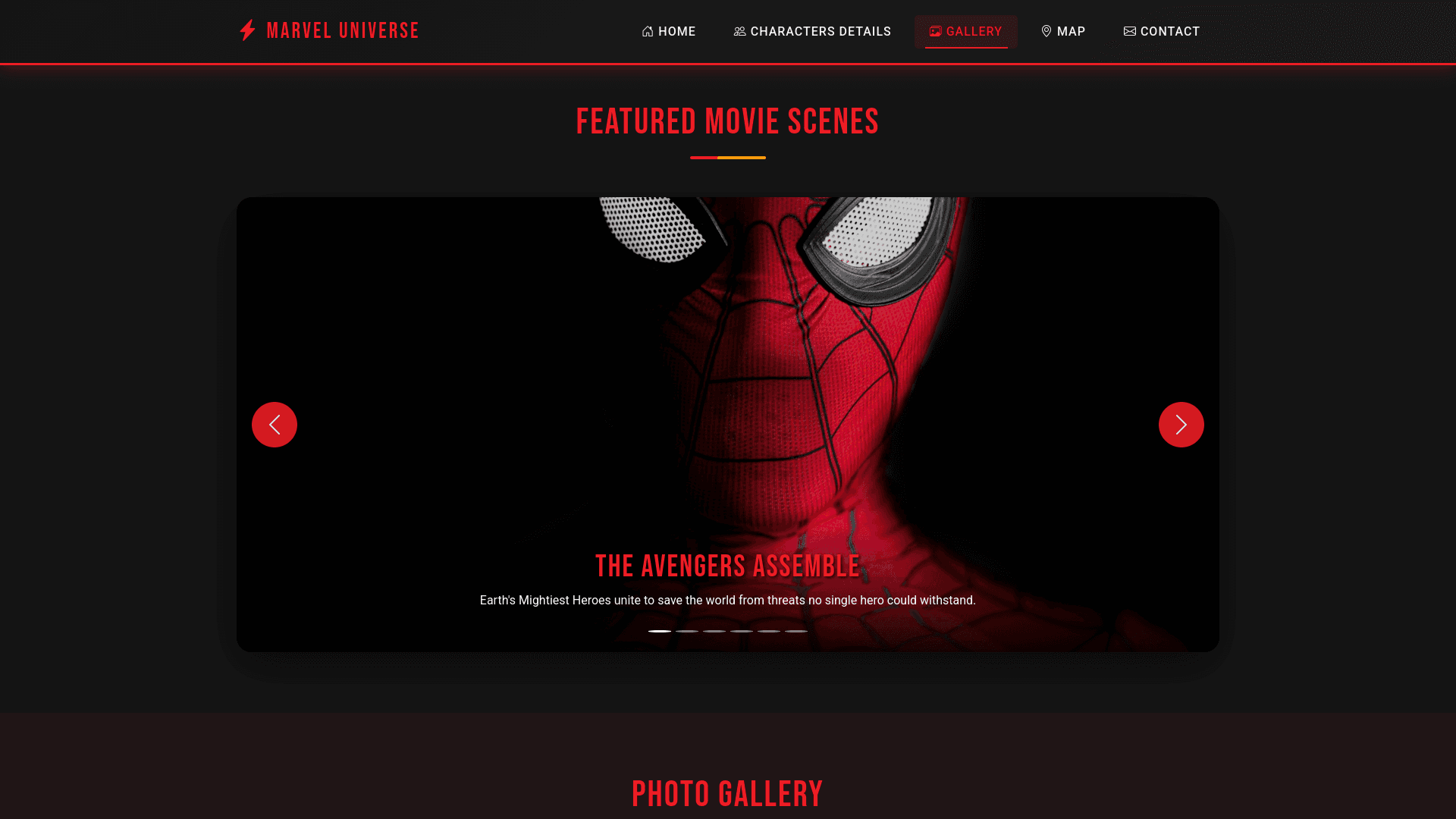 Marvel fan website screenshot