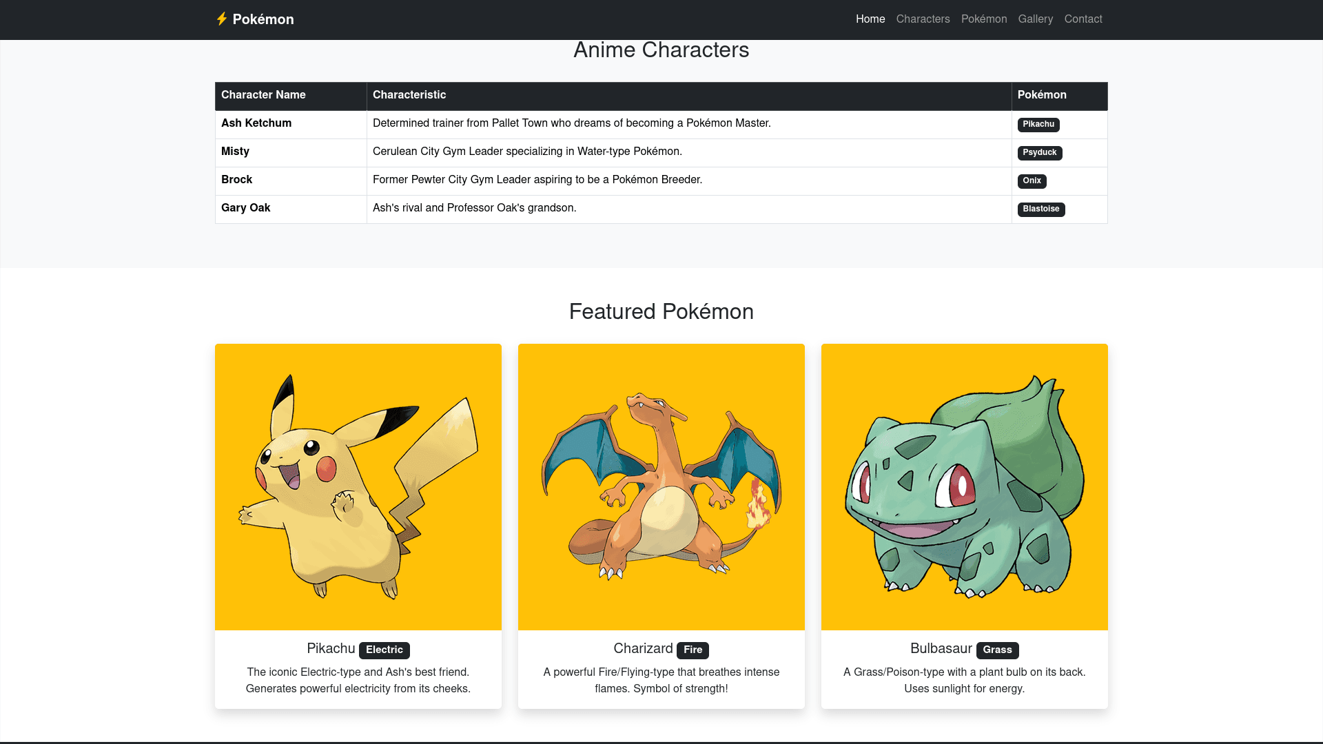 Pokemon database website screenshot